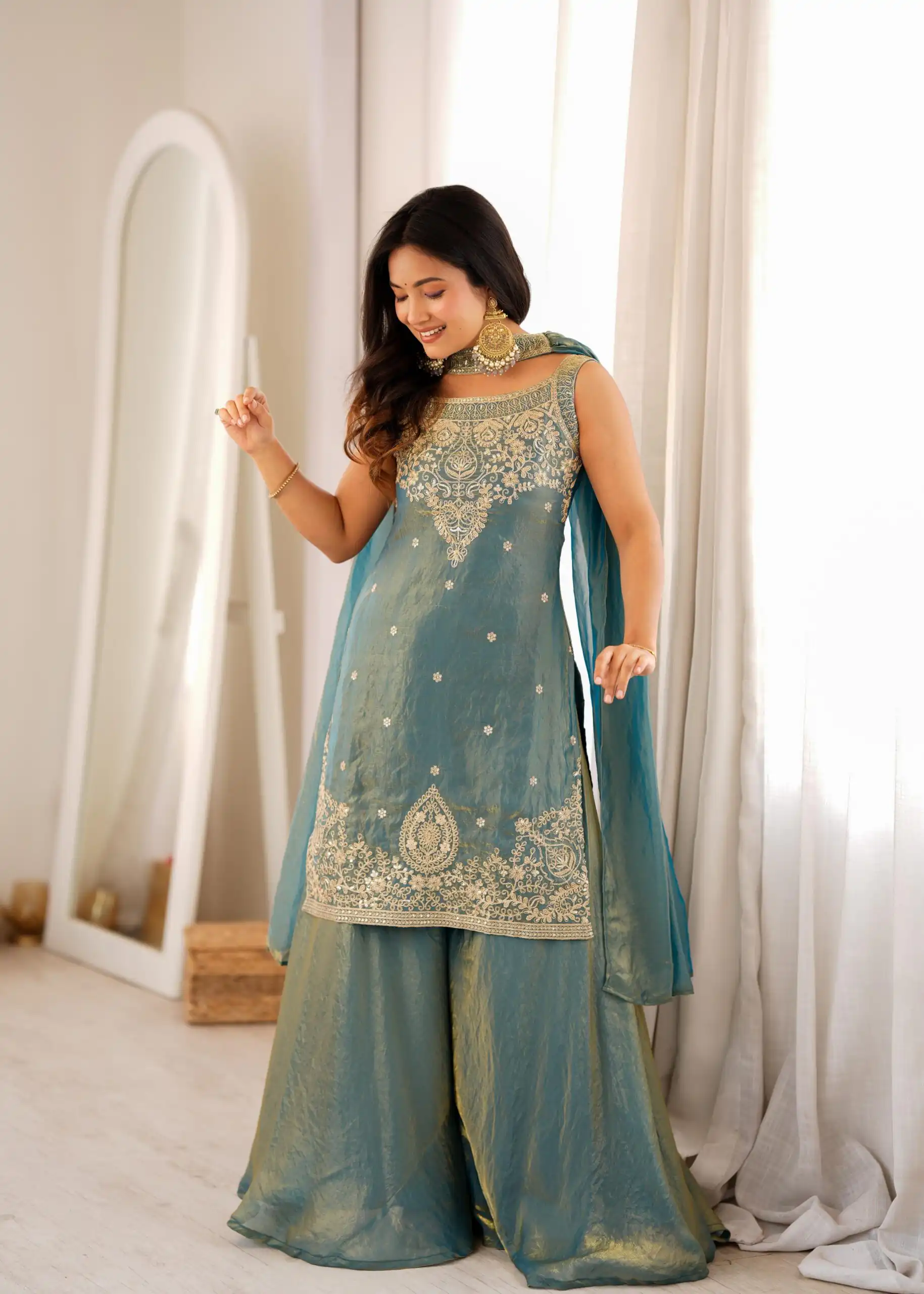 KB 306 Blue Fendy Silk Salwar Suit with Mirror Work & Embroidery Work. Best Price ₹1999. Delivery 4-6 Working Days. Shop now. | Jump Suits, Salwar suit, Casual Suits, Creative suits, Designer Suits, Palazzo Suits, Party Wear Suits, Patiala Suits, Straight Suits