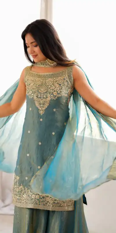 KB 306 Blue Fendy Silk Salwar Suit with Mirror Work & Embroidery Work. Best Price ₹1999. Delivery 4-6 Working Days. Shop now. | Jump Suits, Salwar suit, Casual Suits, Creative suits, Designer Suits, Palazzo Suits, Party Wear Suits, Patiala Suits, Straight Suits