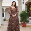 Ram 109 Brown Color Faux Georgette Gown with Mirror Work. Wedding, Party, Festive, Events Get it for ₹1999. Delivery 4-6 Working Days.Online Shop now. | Gowns, Bollywood Gowns, Creative Gowns, Designer Gowns, Embroidered Gowns, Party Wear Gowns