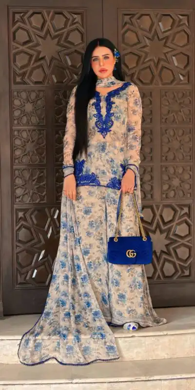 Alternative view of Cool Cream Faux Georgette Embroider Work Salwar Suit