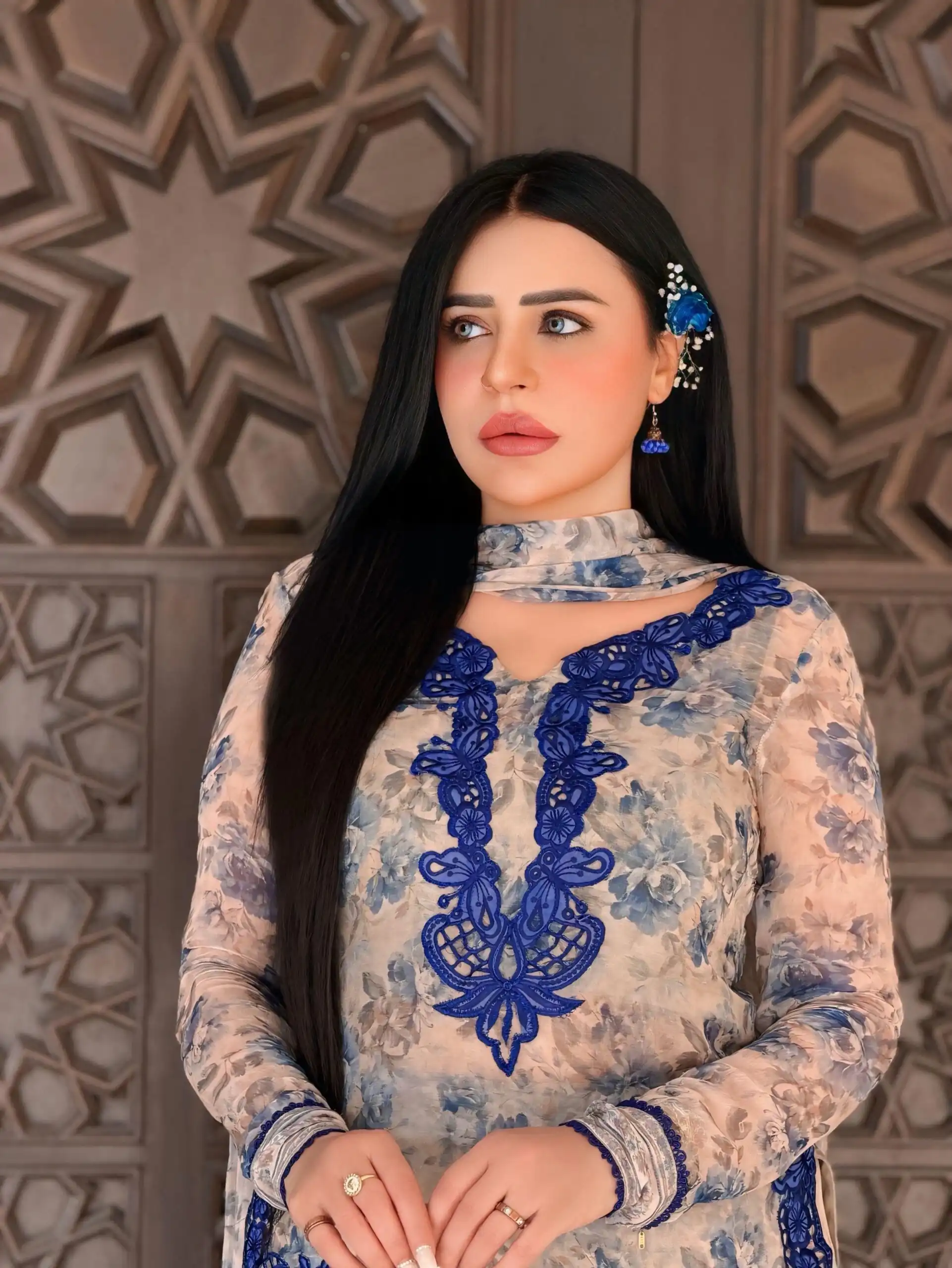 SRK 5352 Cream Faux Georgette Salwar Suit with Designer Work. Affordable Price ₹2049. Delivery 4-6 Working Days. Shop now. | Jump Suits, Salwar suit, Casual Suits, Creative suits, Designer Suits, Palazzo Suits, Party Wear Suits, Patiala Suits, Straight Suits