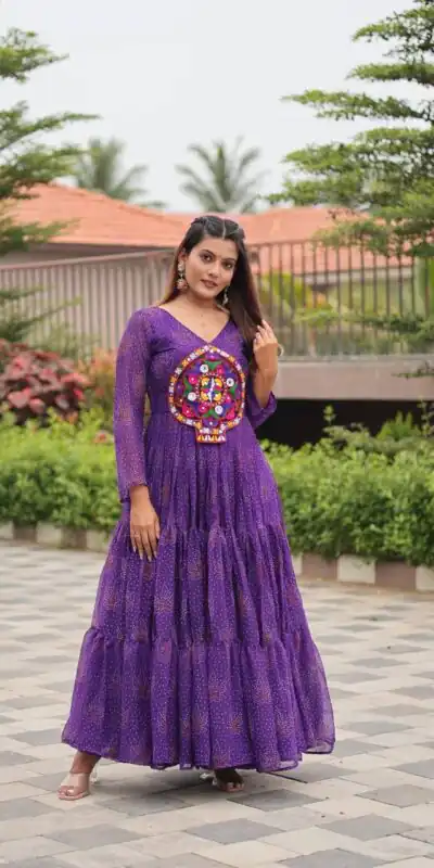 Ram 121 Purple Color Faux Georgette Gown with Mirror Work. Wedding, Party, Festive, Events Get it for ₹1549. Delivery 4-6 Working Days.Online Shop now. | Gowns, Bollywood Gowns, Creative Gowns, Designer Gowns, Embroidered Gowns, Party Wear Gowns