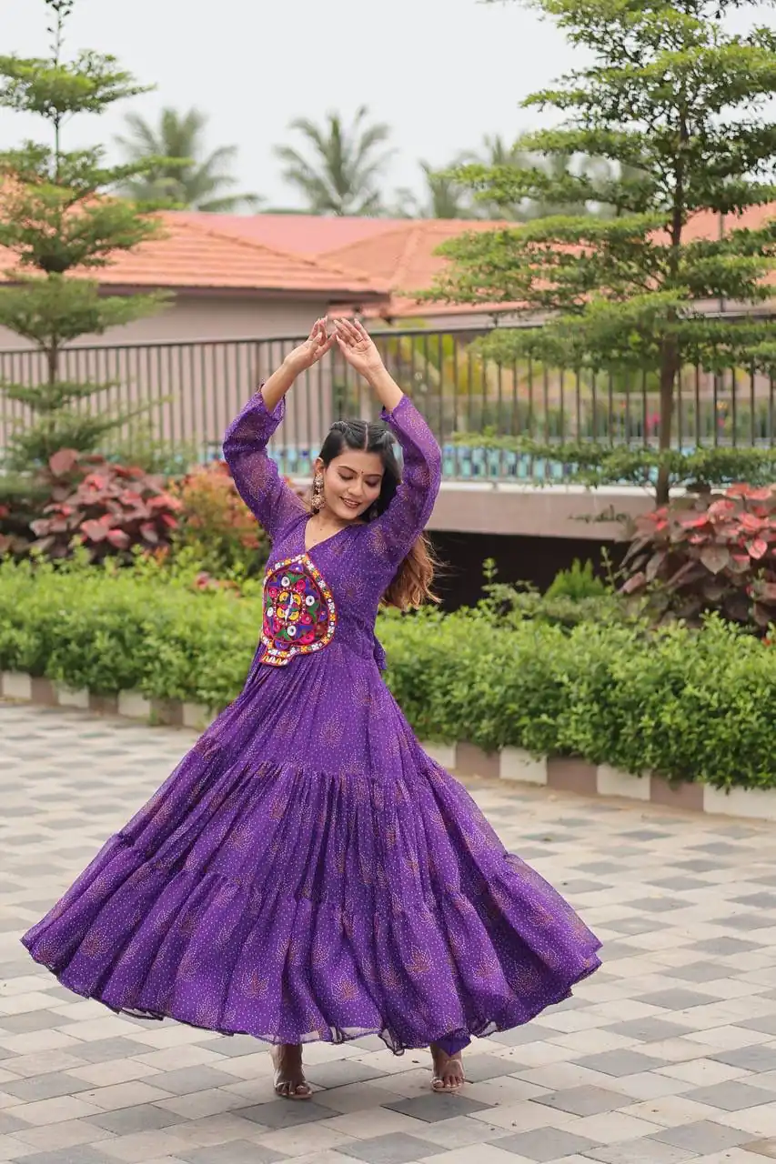 Ram 121 Purple Color Faux Georgette Gown with Mirror Work. Wedding, Party, Festive, Events Get it for ₹1549. Delivery 4-6 Working Days.Online Shop now. | Gowns, Bollywood Gowns, Creative Gowns, Designer Gowns, Embroidered Gowns, Party Wear Gowns