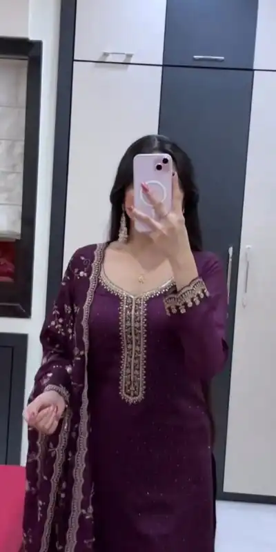 JF 048 Wine Color Georgette Salwar Suit with Designer Work. Affordable Price ₹2149. Delivery 4-6 Working Days. Online Shop now. | Jump Suits, Salwar suit, Casual Suits, Creative suits, Designer Suits, Palazzo Suits, Party Wear Suits, Patiala Suits, Straight Suits