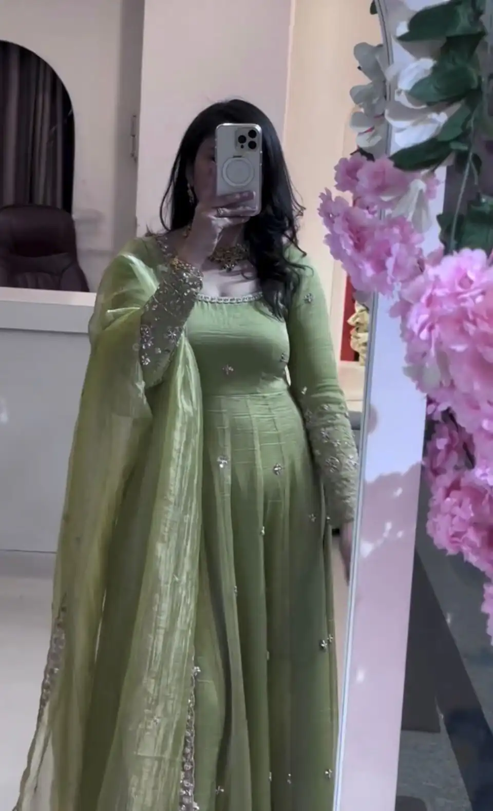 VLM 339 Parrot Green Crunchy Silk Gown Perfect for Wedding, Party, Housewarming, Haldi, – . Best Price ₹2149. Delivery 4-6 Working Days. Shop now. | Gowns, Bollywood Gowns, Creative Gowns, Designer Gowns, Embroidered Gowns, Party Wear Gowns