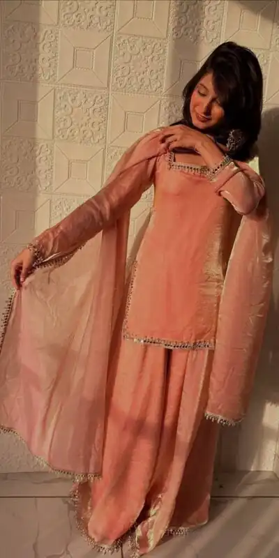 ZB 5063 Peach Fandy Silk Salwar Suit with Embroidery Work. Wedding, Party, Festive, Events Now at just ₹1949. Delivery 4-6 Working Days. Shop now. | Jump Suits, Salwar suit, Casual Suits, Creative suits, Designer Suits, Palazzo Suits, Party Wear Suits, Patiala Suits, Straight Suits