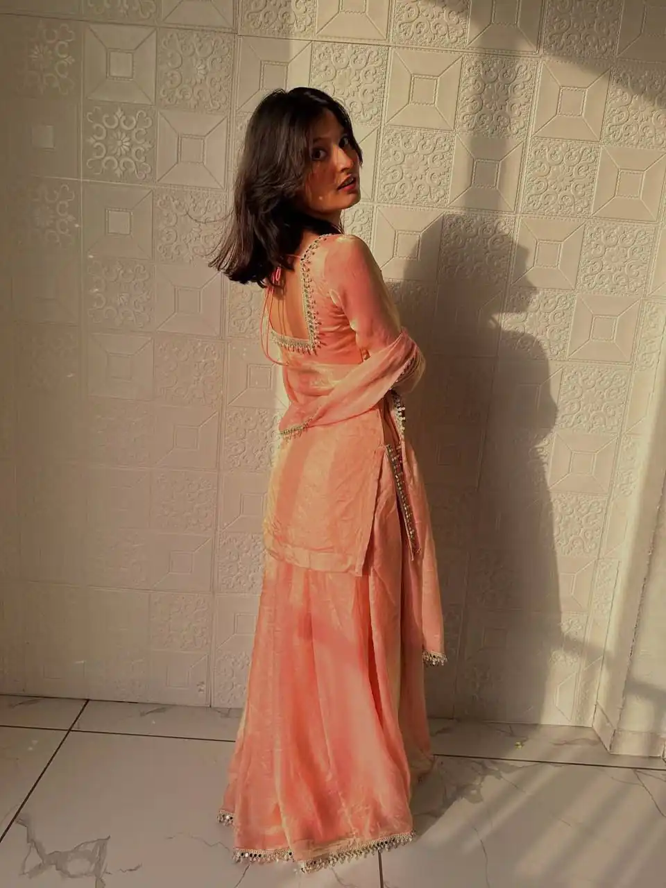 ZB 5063 Peach Fandy Silk Salwar Suit with Embroidery Work. Wedding, Party, Festive, Events Now at just ₹1949. Delivery 4-6 Working Days. Shop now. | Jump Suits, Salwar suit, Casual Suits, Creative suits, Designer Suits, Palazzo Suits, Party Wear Suits, Patiala Suits, Straight Suits