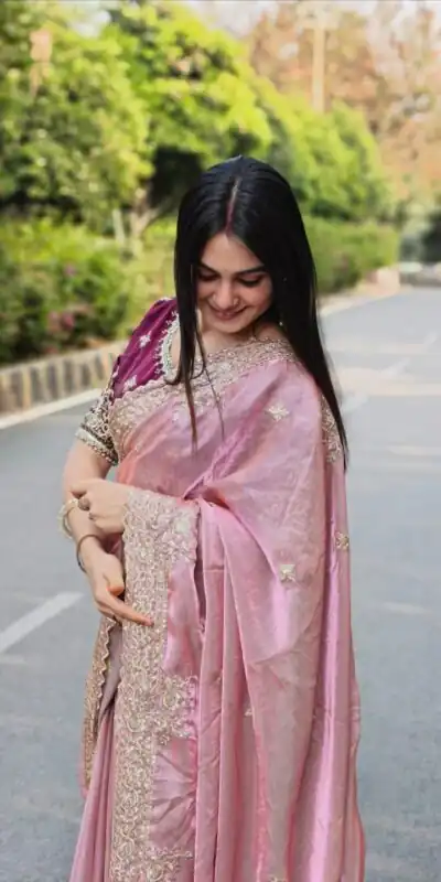 JR 666 Pink Fendy Satin Saree Perfect for Wedding, Party, Durga Puja, Raksha Bandhan, Sangeet – . Festive Deal ₹1949. Delivery 4-6 Working Days. | Designer Sarees, Modern Digital sarees, Sarees, Bollywood Sarees, Creative Sarees, Embroidered Sarees, Ethnic Saree, Party Wear Sarees