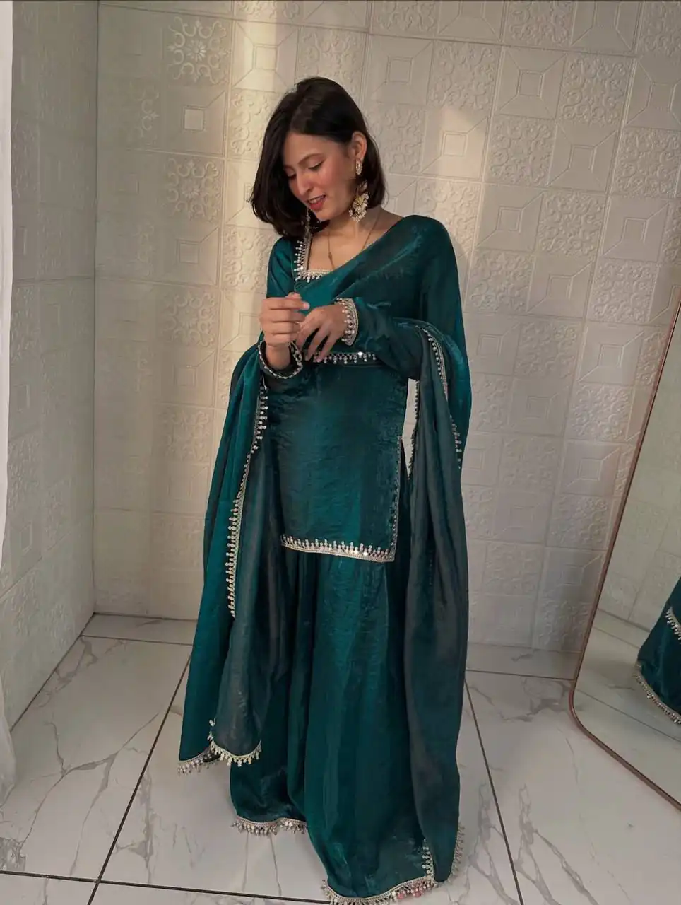 ZB 5063 Teal Fandy Silk Salwar Suit with Embroidery Work. Wedding, Party, Festive, Events Now at just ₹1949. Delivery 4-6 Working Days. Shop now. | Jump Suits, Salwar suit, Casual Suits, Creative suits, Designer Suits, Palazzo Suits, Party Wear Suits, Patiala Suits, Straight Suits