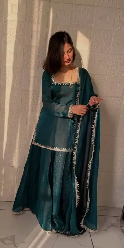 ZB 5063 Teal Fandy Silk Salwar Suit with Embroidery Work. Wedding, Party, Festive, Events Now at just ₹1949. Delivery 4-6 Working Days. Shop now. | Jump Suits, Salwar suit, Casual Suits, Creative suits, Designer Suits, Palazzo Suits, Party Wear Suits, Patiala Suits, Straight Suits