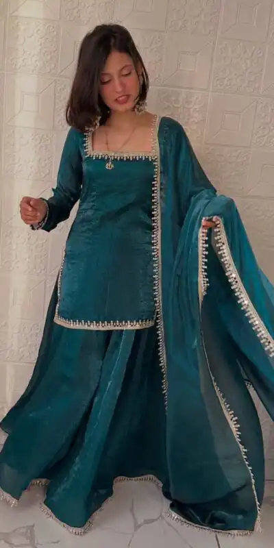 ZB 5063 Teal Fandy Silk Salwar Suit with Embroidery Work. Wedding, Party, Festive, Events Now at just ₹1949. Delivery 4-6 Working Days. Shop now. | Jump Suits, Salwar suit, Casual Suits, Creative suits, Designer Suits, Palazzo Suits, Party Wear Suits, Patiala Suits, Straight Suits