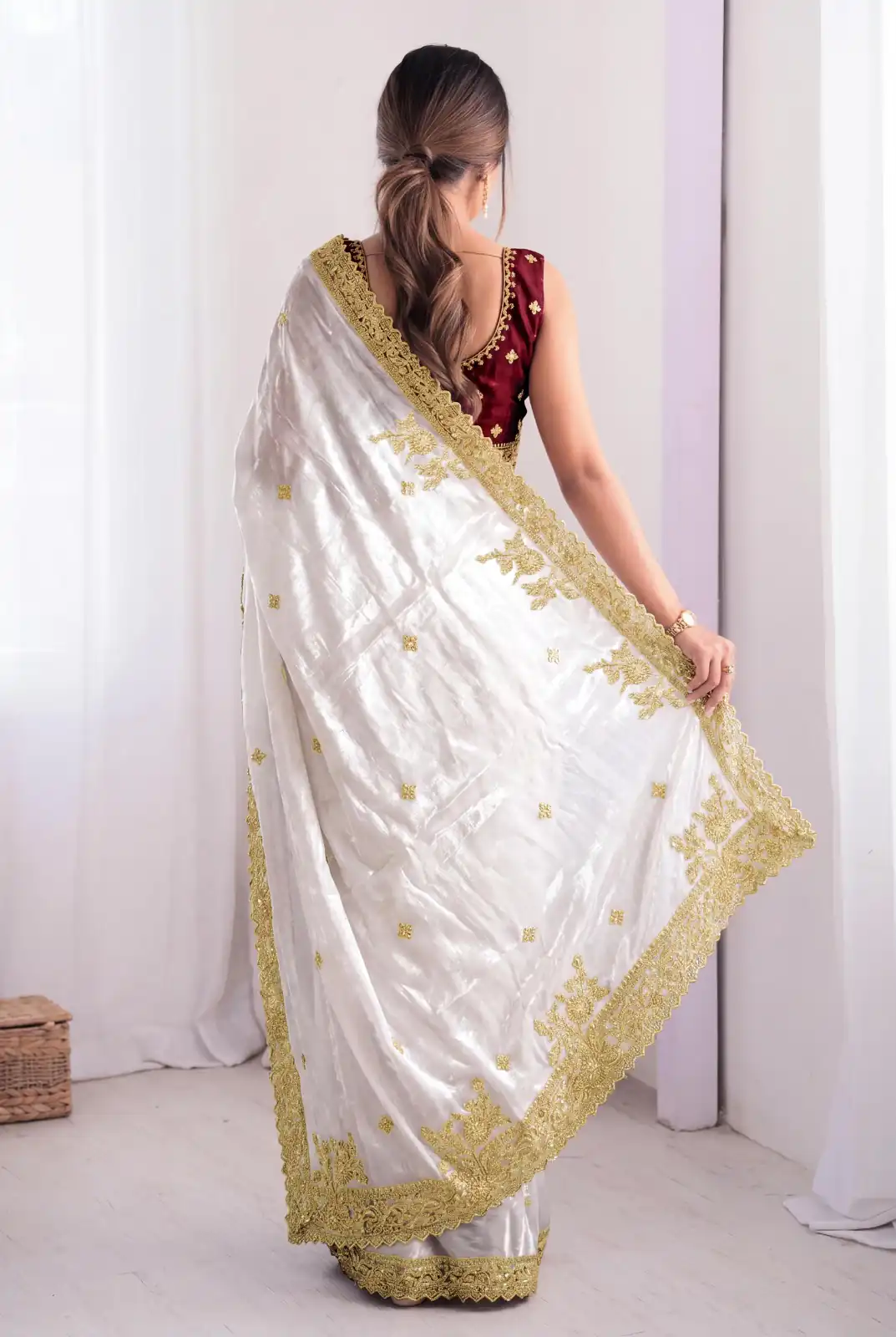JR 666 White Fendy Satin Saree Perfect for Wedding, Party, Durga Puja, Raksha Bandhan, Sangeet – . Festive Deal ₹1949. Delivery 4-6 Working Days. | Designer Sarees, Modern Digital sarees, Sarees, Bollywood Sarees, Creative Sarees, Embroidered Sarees, Ethnic Saree, Party Wear Sarees