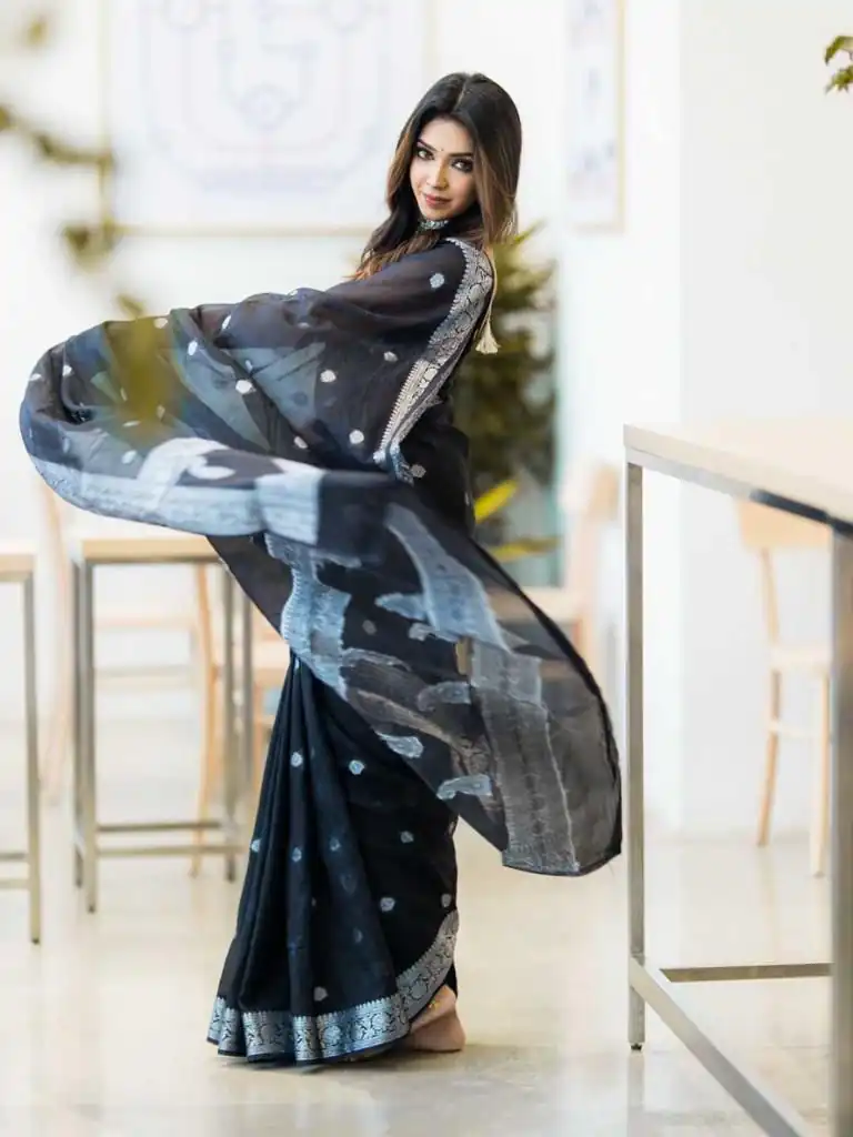 KPR 120 Black Soft Lilan Slab Saree Perfect for Wedding, Party, Lohri, Durga Puja, Pongal – . Get it for ₹1349. Delivery 4-6 Working Days. Shop now. | Designer Sarees, Modern Digital sarees, Sarees, Bollywood Sarees, Creative Sarees, Embroidered Sarees, Ethnic Saree, Party Wear Sarees