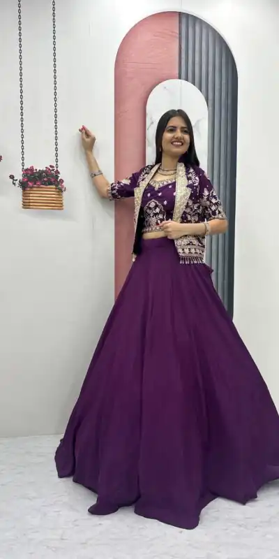 PC 566 Purple Color Chinon silk Lehenga Choli with Cut Work. Special Online Price ₹2649. Delivery 4-6 Working Days. Shop now. | Lehenga, Bollywood Lehenga, Creative Lehenga, Designer Lehenga, Embroidered Lehenga, Party Wear Lehenga