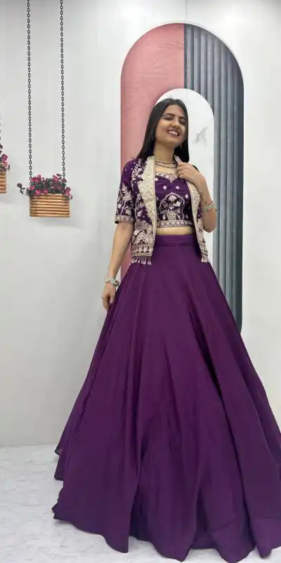 PC 566 Purple Color Chinon silk Lehenga Choli with Cut Work. Special Online Price ₹2649. Delivery 4-6 Working Days. Shop now. | Lehenga, Bollywood Lehenga, Creative Lehenga, Designer Lehenga, Embroidered Lehenga, Party Wear Lehenga