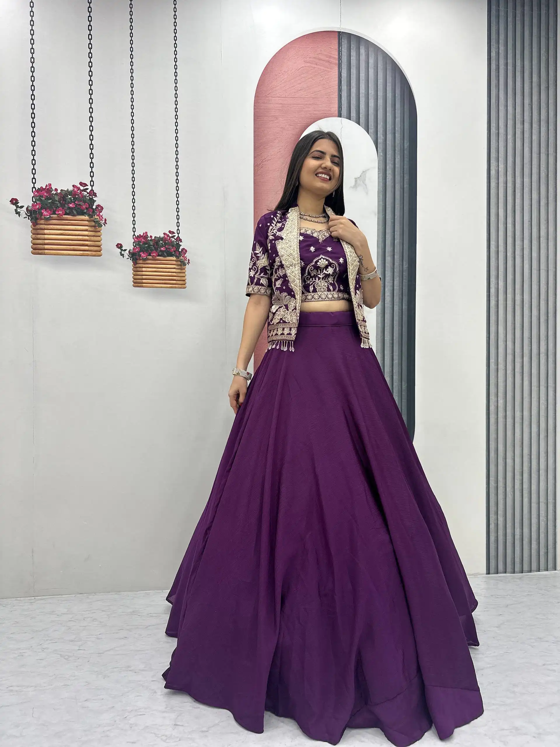 PC 566 Purple Color Chinon silk Lehenga Choli with Cut Work. Special Online Price ₹2649. Delivery 4-6 Working Days. Shop now. | Lehenga, Bollywood Lehenga, Creative Lehenga, Designer Lehenga, Embroidered Lehenga, Party Wear Lehenga