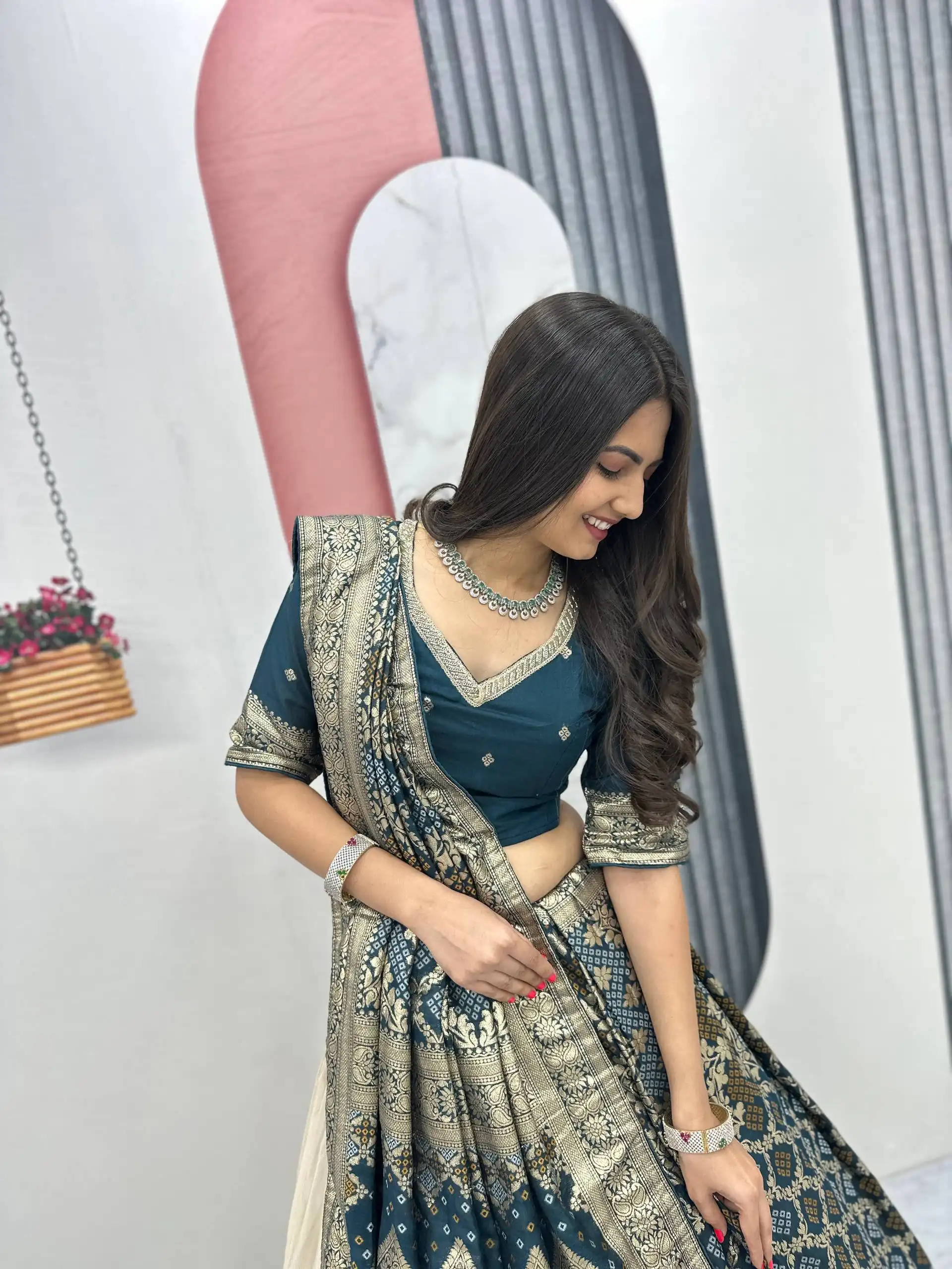 PC 560 Teal in Jacquard Silk Designer Work Lehenga Choli . Introductory Price ₹3249. Delivery 4-6 Working Days. Shop now. | Lehenga, Bollywood Lehenga, Creative Lehenga, Designer Lehenga, Embroidered Lehenga, Party Wear Lehenga
