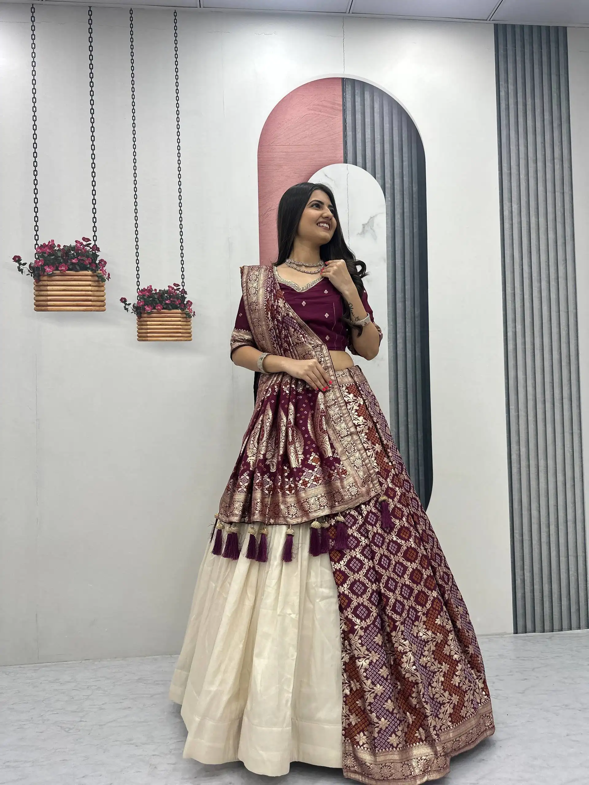 PC 560 Wine in Jacquard Silk Designer Work Lehenga Choli . Introductory Price ₹3249. Delivery 4-6 Working Days. Shop now. | Lehenga, Bollywood Lehenga, Creative Lehenga, Designer Lehenga, Embroidered Lehenga, Party Wear Lehenga