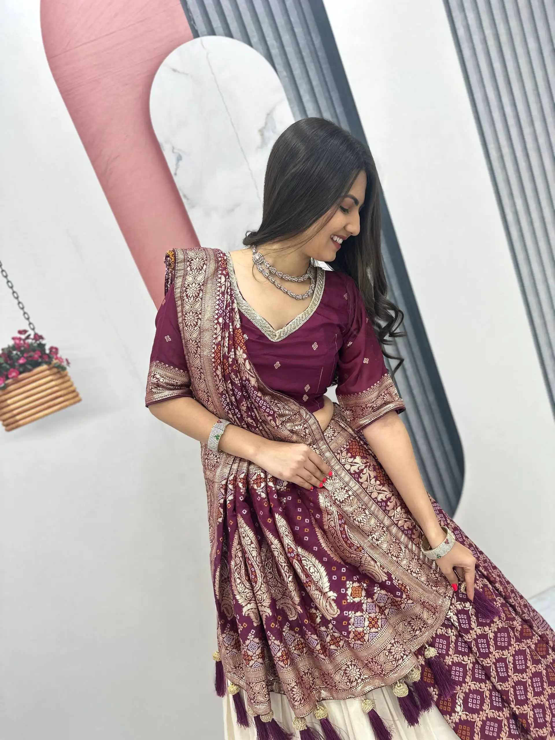 PC 560 Wine in Jacquard Silk Designer Work Lehenga Choli . Introductory Price ₹3249. Delivery 4-6 Working Days. Shop now. | Lehenga, Bollywood Lehenga, Creative Lehenga, Designer Lehenga, Embroidered Lehenga, Party Wear Lehenga