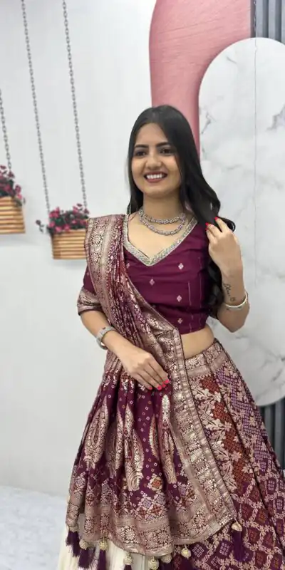 PC 560 Wine in Jacquard Silk Designer Work Lehenga Choli . Introductory Price ₹3249. Delivery 4-6 Working Days. Shop now. | Lehenga, Bollywood Lehenga, Creative Lehenga, Designer Lehenga, Embroidered Lehenga, Party Wear Lehenga