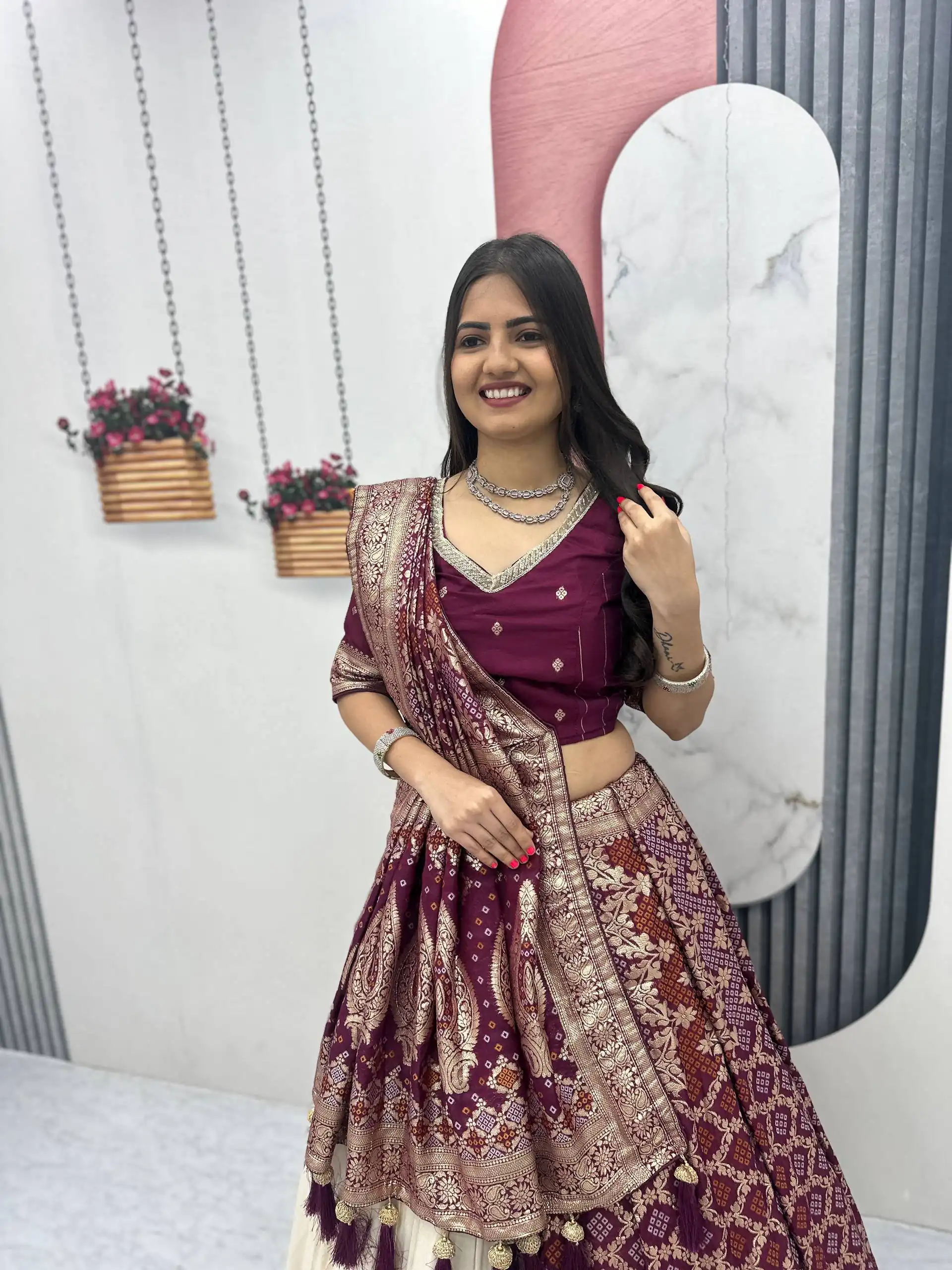 PC 560 Wine in Jacquard Silk Designer Work Lehenga Choli . Introductory Price ₹3249. Delivery 4-6 Working Days. Shop now. | Lehenga, Bollywood Lehenga, Creative Lehenga, Designer Lehenga, Embroidered Lehenga, Party Wear Lehenga