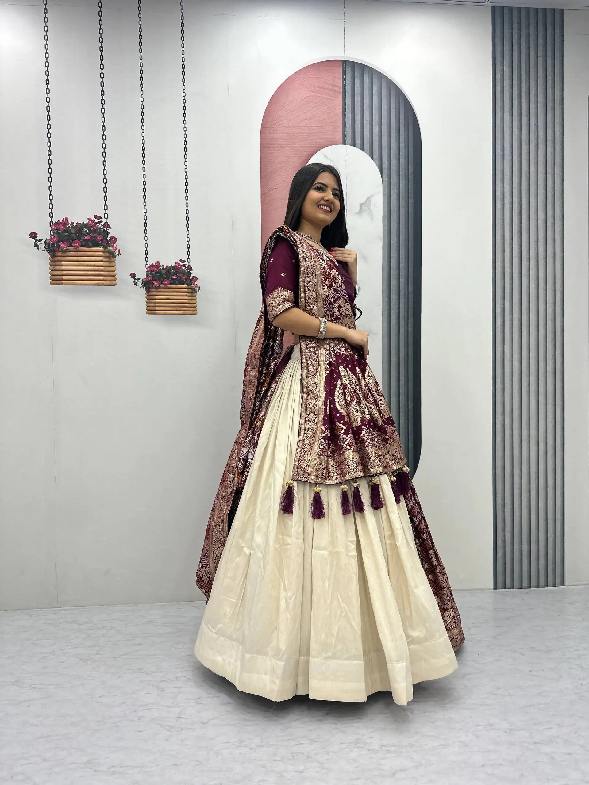 PC 560 Wine in Jacquard Silk Designer Work Lehenga Choli . Introductory Price ₹3249. Delivery 4-6 Working Days. Shop now. | Lehenga, Bollywood Lehenga, Creative Lehenga, Designer Lehenga, Embroidered Lehenga, Party Wear Lehenga