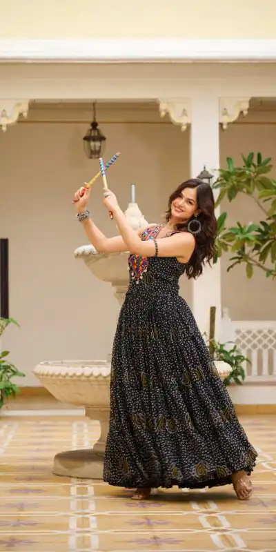 Ram 108 Black Color Georgette Bandhni Print Gown with Mirror Work. Best Price ₹2049. Delivery 4-6 Working Days. Shop now. | Gowns, Bollywood Gowns, Creative Gowns, Designer Gowns, Embroidered Gowns, Party Wear Gowns