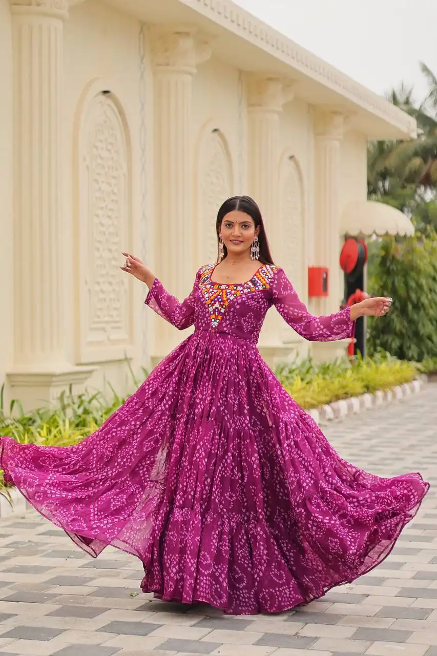 Ram 119 Pink Faux Georgette Gown with Mirror Work. Wedding, Party, Festive, Events Special Price ₹1899. Delivery 4-6 Working Days. Shop now. | Gowns, Bollywood Gowns, Creative Gowns, Designer Gowns, Embroidered Gowns, Party Wear Gowns