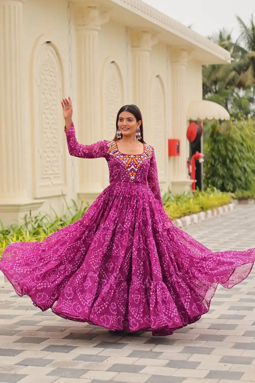 Ram 119 Pink Faux Georgette Gown with Mirror Work. Wedding, Party, Festive, Events Special Price ₹1899. Delivery 4-6 Working Days. Shop now. | Gowns, Bollywood Gowns, Creative Gowns, Designer Gowns, Embroidered Gowns, Party Wear Gowns