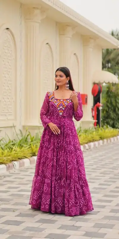 Ram 119 Pink Faux Georgette Gown with Mirror Work. Wedding, Party, Festive, Events Special Price ₹1899. Delivery 4-6 Working Days. Shop now. | Gowns, Bollywood Gowns, Creative Gowns, Designer Gowns, Embroidered Gowns, Party Wear Gowns