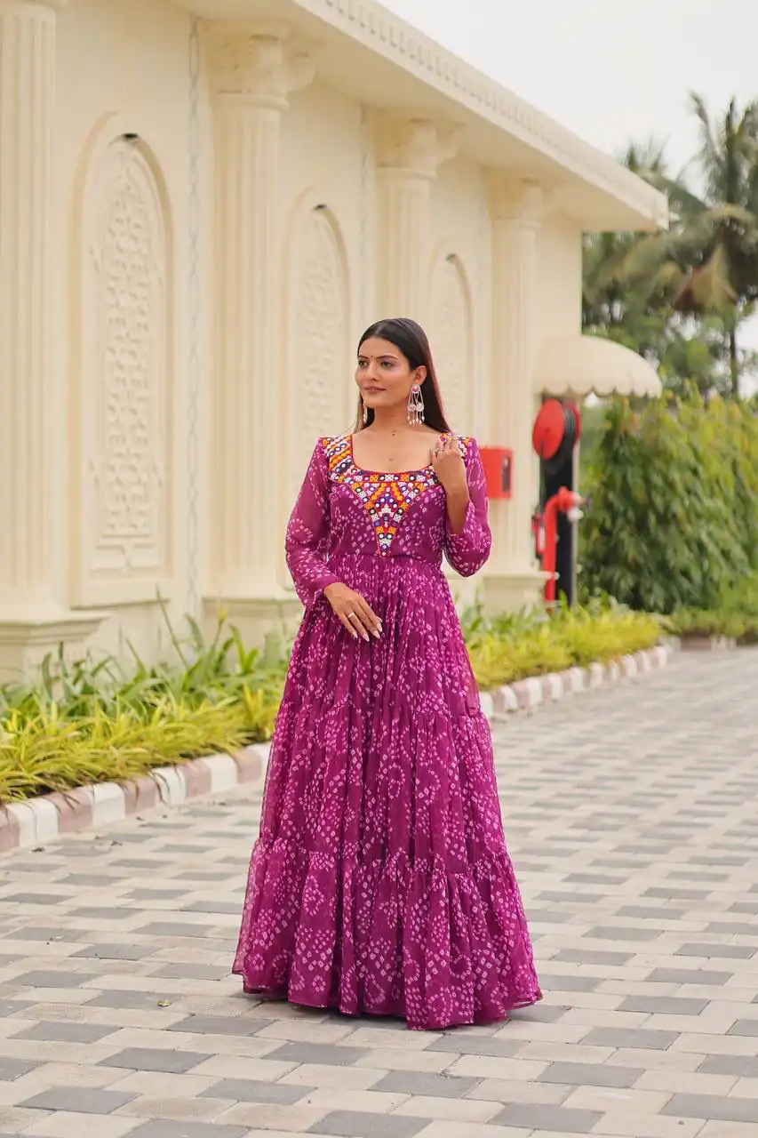 Ram 119 Pink Faux Georgette Gown with Mirror Work. Wedding, Party, Festive, Events Special Price ₹1899. Delivery 4-6 Working Days. Shop now. | Gowns, Bollywood Gowns, Creative Gowns, Designer Gowns, Embroidered Gowns, Party Wear Gowns