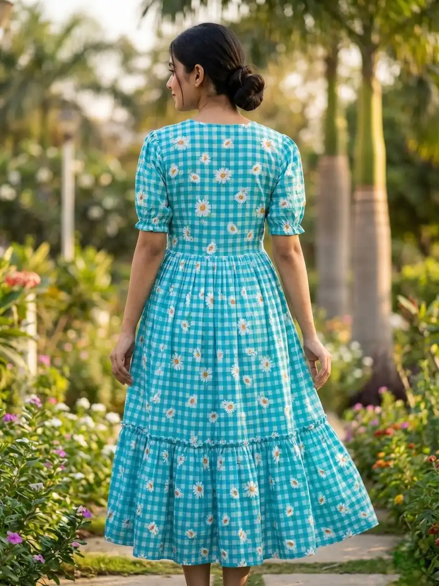 KA 1257 Blue Muslin Silk Gingham Printed Kurti with Designer Work. Special Price ₹1519. Delivery 4-6 Working Days. Shop now. | Kurti, Bollywood Kurti, Creative Kurtis, Designer Kurti, Party Wear Kurti, Selfie Kurti