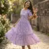 KA 1257 Purple Muslin Silk Gingham Printed Kurti with Designer Work. Special Price ₹1519. Delivery 4-6 Working Days. Shop now. | Kurti, Bollywood Kurti, Creative Kurtis, Designer Kurti, Party Wear Kurti, Selfie Kurti