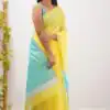 KP 6050 Pink Yellow Lilan Slab Saree Perfect for Wedding, Party, Lohri, Durga Puja, Pongal – . Get it for ₹1299. Delivery 4-6 Working Days. Shop now. | Designer Sarees, Modern Digital sarees, Sarees, Bollywood Sarees, Creative Sarees, Embroidered Sarees, Ethnic Saree, Party Wear Sarees