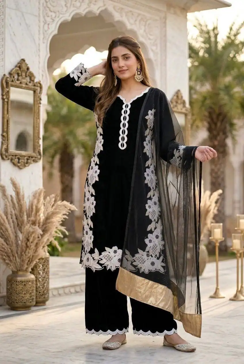 ST 213 Black Color Natural Crep Salwar Suit with Embroidery Work. Wedding, Party, Festive, Best Price ₹1899. Delivery 4-6 Working Days. Shop now. | Jump Suits, Salwar suit, Casual Suits, Creative suits, Designer Suits, Palazzo Suits, Party Wear Suits, Patiala Suits, Straight Suits