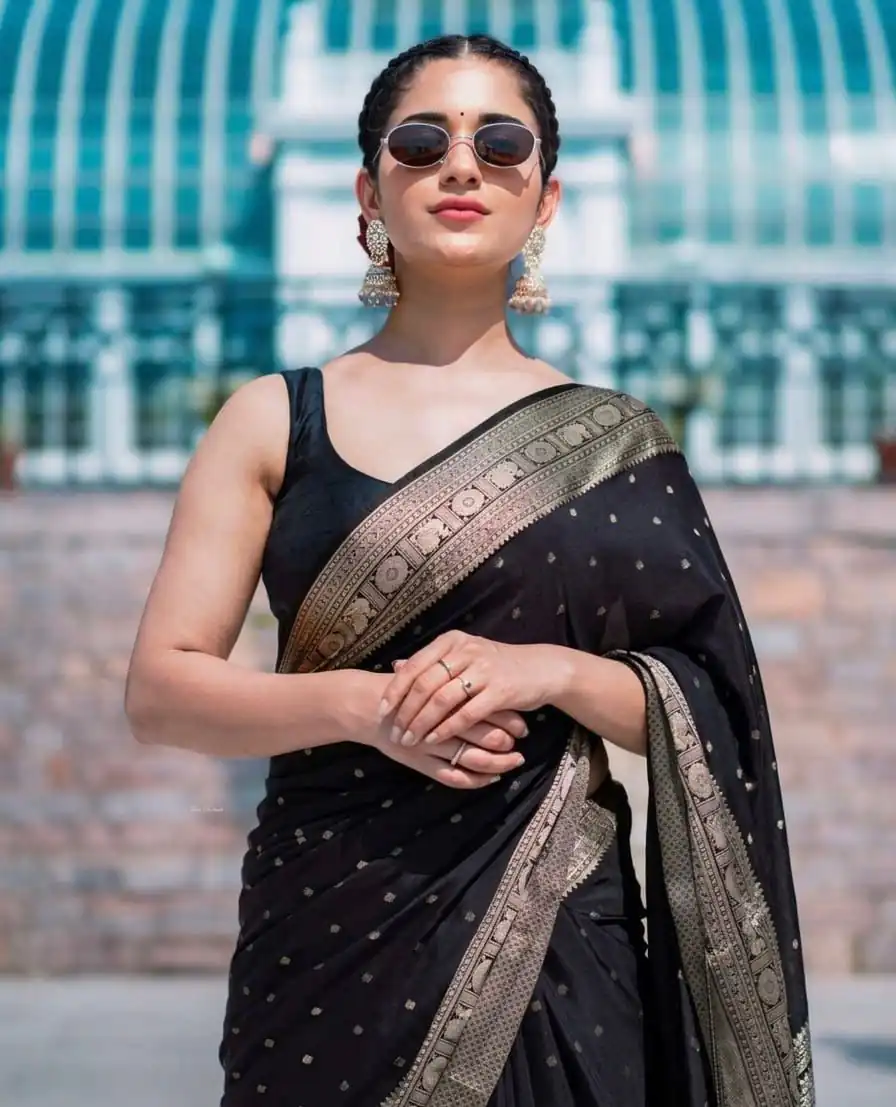 KP 303 Black in Soft Lichi Silk Jacquard Work Designer Work Saree . Exclusive Offer ₹1349. Delivery 4-6 Working Days. Shop now. | Designer Sarees, Modern Digital sarees, Sarees, Bollywood Sarees, Creative Sarees, Embroidered Sarees, Ethnic Saree, Party Wear Sarees