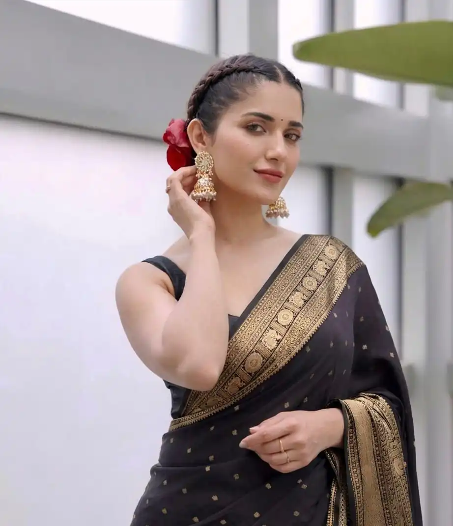 KP 303 Black in Soft Lichi Silk Jacquard Work Designer Work Saree . Exclusive Offer ₹1349. Delivery 4-6 Working Days. Shop now. | Designer Sarees, Modern Digital sarees, Sarees, Bollywood Sarees, Creative Sarees, Embroidered Sarees, Ethnic Saree, Party Wear Sarees