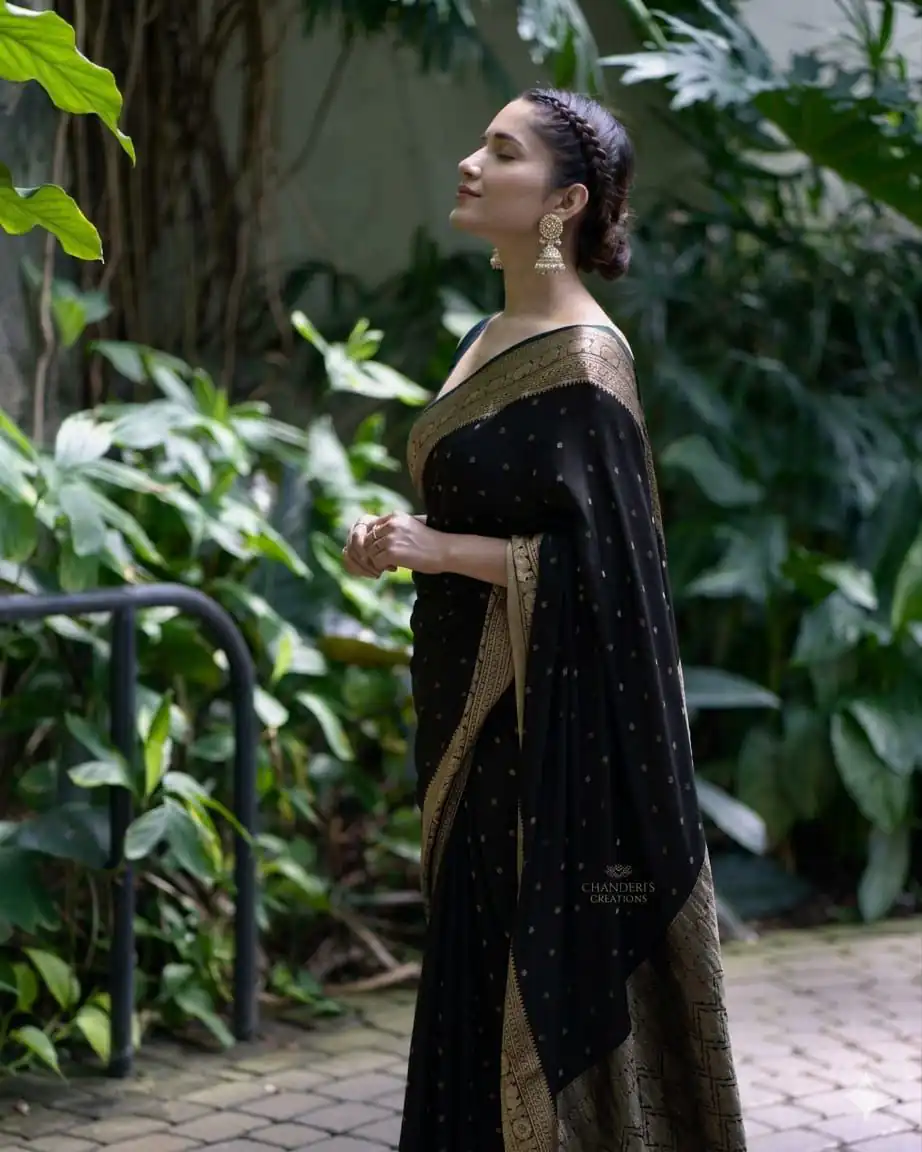KP 303 Black in Soft Lichi Silk Jacquard Work Designer Work Saree . Exclusive Offer ₹1349. Delivery 4-6 Working Days. Shop now. | Designer Sarees, Modern Digital sarees, Sarees, Bollywood Sarees, Creative Sarees, Embroidered Sarees, Ethnic Saree, Party Wear Sarees