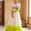 KA 1263 Green |Star Georgette Gown with Thread Embroidery & Embroidery Work. Special Price ₹1669. Delivery 4-6 Working Days. Shop now. | Gowns, Bollywood Gowns, Creative Gowns, Designer Gowns, Embroidered Gowns, Party Wear Gowns