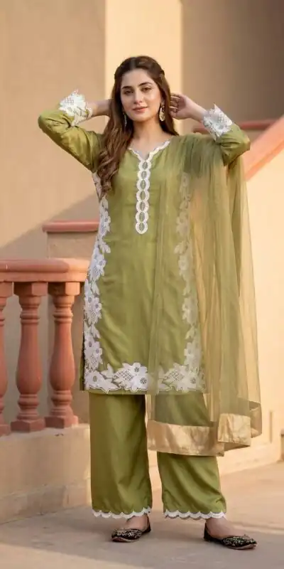 ST 213 Mehandi Color Natural Crep Salwar Suit with Embroidery Work. Wedding, Party, Festive, Best Price ₹1899. Delivery 4-6 Working Days. Shop now. | Jump Suits, Salwar suit, Casual Suits, Creative suits, Designer Suits, Palazzo Suits, Party Wear Suits, Patiala Suits, Straight Suits