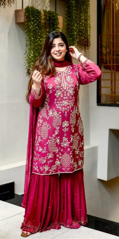JF 027 Pink in Faux Georgette Mirror Embroidery Work Salwar Suit . Best Price ₹1949. Delivery 4-6 Working Days. Shop now. | Jump Suits, Salwar suit, Casual Suits, Creative suits, Designer Suits, Palazzo Suits, Party Wear Suits, Patiala Suits, Straight Suits