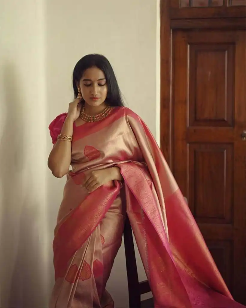 KP 5025 Pink in Soft Lichi Silk Jacquard Work Designer Work Saree . Exclusive Offer ₹1449. Delivery 4-6 Working Days. Shop now. | Designer Sarees, Modern Digital sarees, Sarees, Bollywood Sarees, Creative Sarees, Embroidered Sarees, Ethnic Saree, Party Wear Sarees