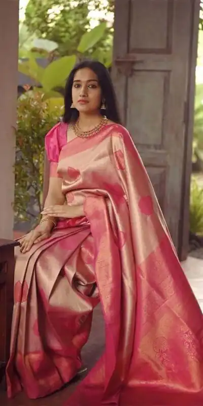 KP 5025 Pink in Soft Lichi Silk Jacquard Work Designer Work Saree . Exclusive Offer ₹1449. Delivery 4-6 Working Days. Shop now. | Designer Sarees, Modern Digital sarees, Sarees, Bollywood Sarees, Creative Sarees, Embroidered Sarees, Ethnic Saree, Party Wear Sarees