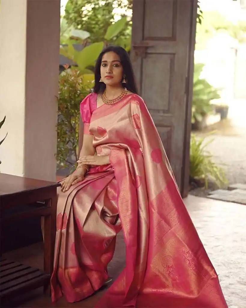 KP 5025 Pink in Soft Lichi Silk Jacquard Work Designer Work Saree . Exclusive Offer ₹1449. Delivery 4-6 Working Days. Shop now. | Designer Sarees, Modern Digital sarees, Sarees, Bollywood Sarees, Creative Sarees, Embroidered Sarees, Ethnic Saree, Party Wear Sarees