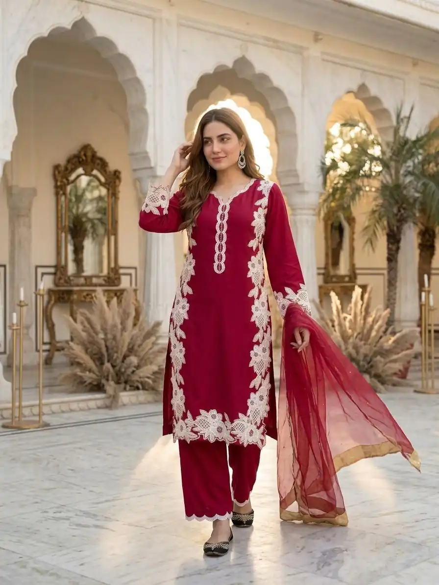 ST 213 Red Color Natural Crep Salwar Suit with Embroidery Work. Wedding, Party, Festive, Best Price ₹1899. Delivery 4-6 Working Days. Shop now. | Jump Suits, Salwar suit, Casual Suits, Creative suits, Designer Suits, Palazzo Suits, Party Wear Suits, Patiala Suits, Straight Suits
