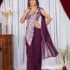 ST 1165 Wine Faux Georgette Saree with Embroidery Work & Sequins Work. Now at just ₹1799. Delivery 4-6 Working Days. Shop now. | Designer Sarees, Modern Digital sarees, Sarees, Bollywood Sarees, Creative Sarees, Embroidered Sarees, Ethnic Saree, Party Wear Sarees