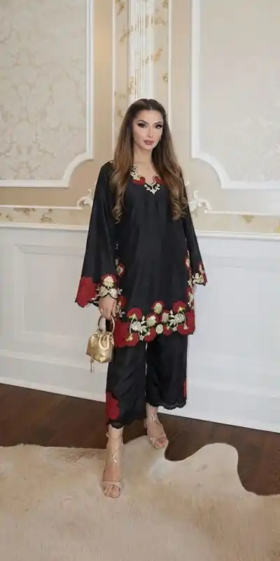 ZSR 3171 Black Color Roman Silk Salwar Suit with Embroidery Work. Available at ₹2449 only. Delivery 4-6 Working Days. Shop now. | Jump Suits, Salwar suit, Casual Suits, Creative suits, Designer Suits, Palazzo Suits, Party Wear Suits, Patiala Suits, Straight Suits