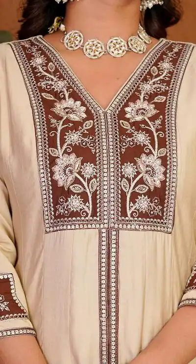 DIVA 152 Cream Color Roman Silk Salwar Suit with Embroidery Work. Available at ₹2399 only. Delivery 4-6 Working Days. Shop now. | Jump Suits, Salwar suit, Casual Suits, Creative suits, Designer Suits, Palazzo Suits, Party Wear Suits, Patiala Suits, Straight Suits