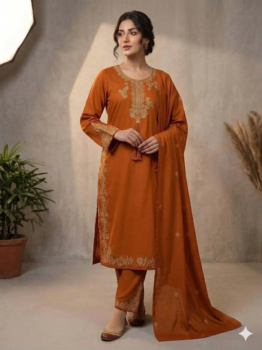 BE 473 Orange Color Roman Silk Salwar Suit with Embroidery Work. Available at ₹1999 only. Delivery 4-6 Working Days. Shop now. | Jump Suits, Salwar suit, Casual Suits, Creative suits, Designer Suits, Palazzo Suits, Party Wear Suits, Patiala Suits, Straight Suits