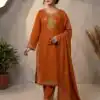 BE 473 Orange Color Roman Silk Salwar Suit with Embroidery Work. Available at ₹1999 only. Delivery 4-6 Working Days. Shop now. | Jump Suits, Salwar suit, Casual Suits, Creative suits, Designer Suits, Palazzo Suits, Party Wear Suits, Patiala Suits, Straight Suits